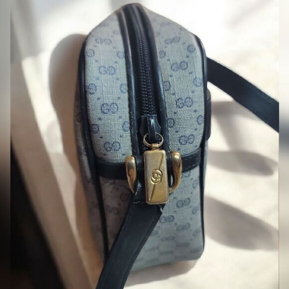 Gucci Navy Blue Canvas Supreme Micro GG Blue Trim Crossbody Bag VINTAGE - Picture 3 of 16